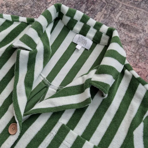 Alice Pearl Brooklyn Weekend‎ Top in Green Stripe Size Large Womans - Image 4
