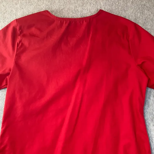 Dickies Scrub Top Women's Sz XS Red Mock Wrap Empire Waist‎ Medical Nursing Work - Image 4