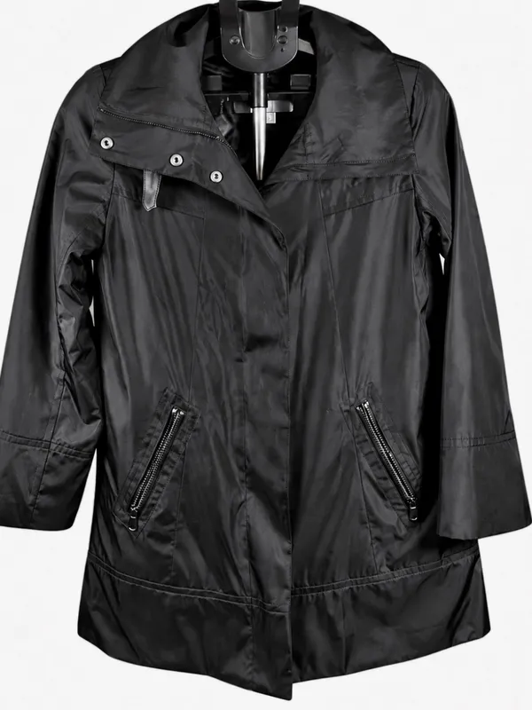Marc New York Andrew Marc XS Black Raincoat Jacket Detachable Liner Faux Leather - Image 10