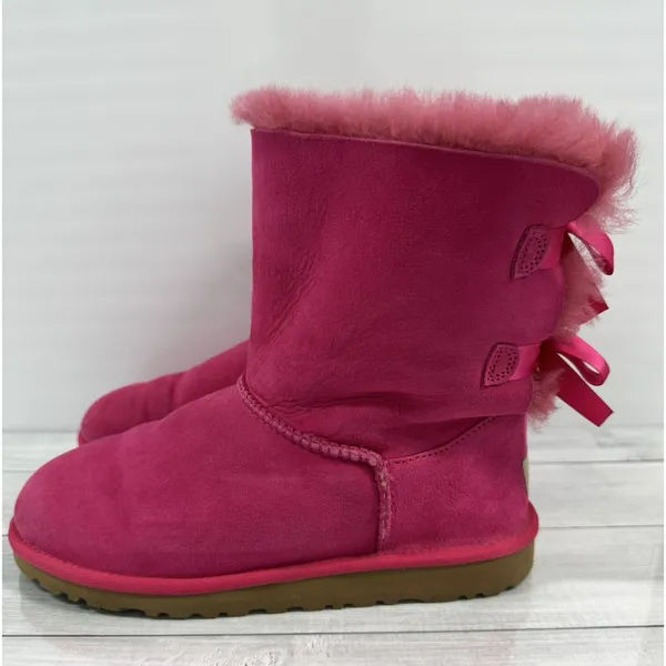 Ugg Mini Bailey Bow Ii Women Ankel Boots Suede Fuchsia Us 6 /Uk 5 /Eu 36 - Image 2