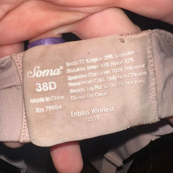 Soma nude Enbliss wireless jersey knit 38D comfortable bra - Image 3