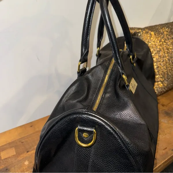 Packs Project Black & Gold Faux Leather Duffle Bag - Image 4