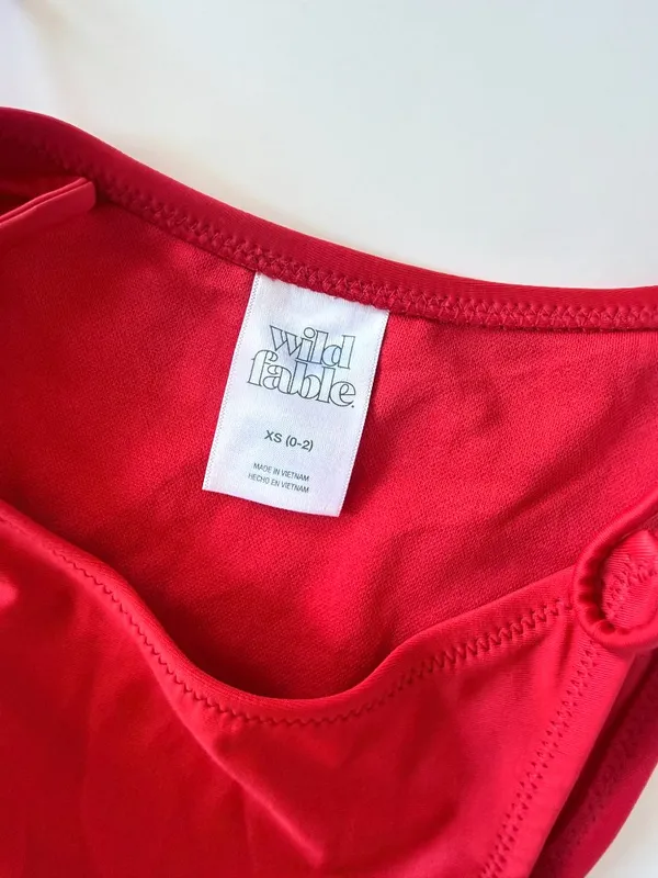 NWT Wild Fable Low Rise Extra High Leg Cheeky String Bikini Bottom Red XS 0-2 - Image 3