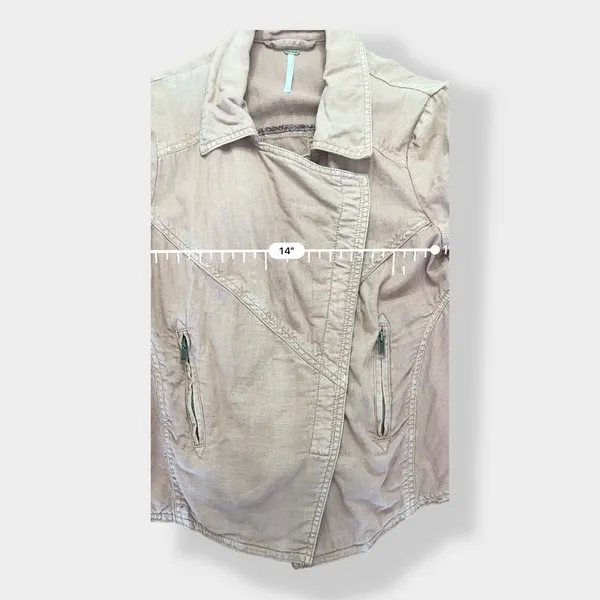 Free People Rosewood Linen Blend Moto Jacket‎ Size XS - Image 4
