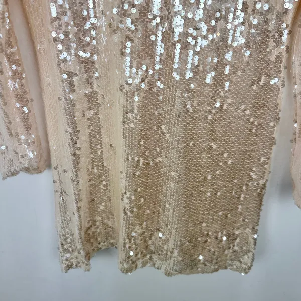Gianni Bini Ruby Sequin Mini Dress Long Sleeve Cream Party Cocktail Small NWT - Image 7