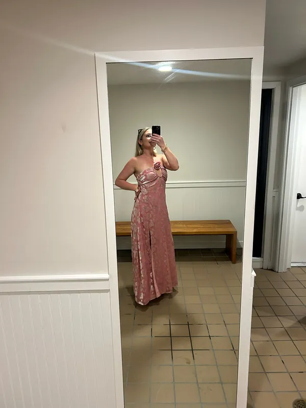 For Love & Lemons‎ Raya Pink Velvet Rosette Rose Floral Maxi Dress Size M - Image 12