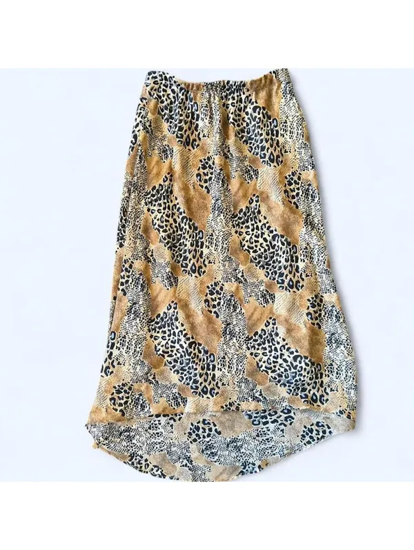Vintage Y2K Leopard Print Boho Fairycore Indie Sleaze Midi Skirt Size Small 🤎 - Image 3