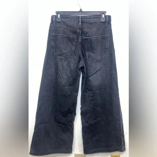 MNG High Rise Black Wide-Leg Jeans Non Distressed size 2 #730 - Image 2