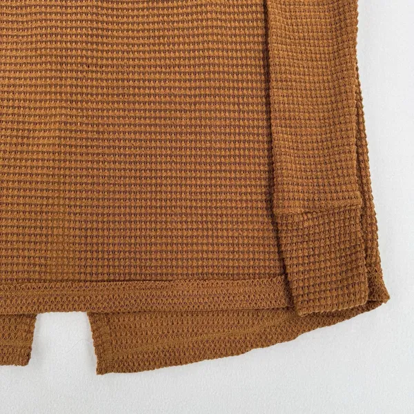 Fantastic Fawn Waffle Knit Cowl Neck Sweater S Rust Oversized Hi Low Boho Tunic - Image 5