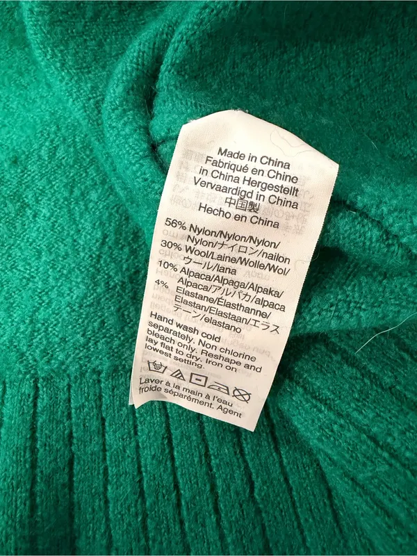 J.Crew Size S Green Wool Alpaca Blend Turtleneck Sweater Oversized Tunic - Image 10