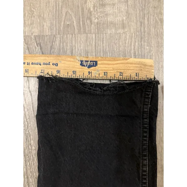 ASOS 100% Cotton Button Fly Straight Leg‎ Denim Jeans Sz. 28 X 31 Black Raw Hem - Image 7