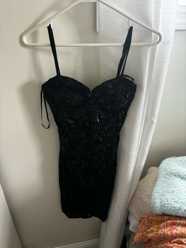 Windsor Black Sequin Mini Dress - Image 2