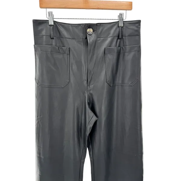 Maeve‎ The Colette Faux Leather Wide Leg Crop Pants Black 32 High Rise Modern - Image 2