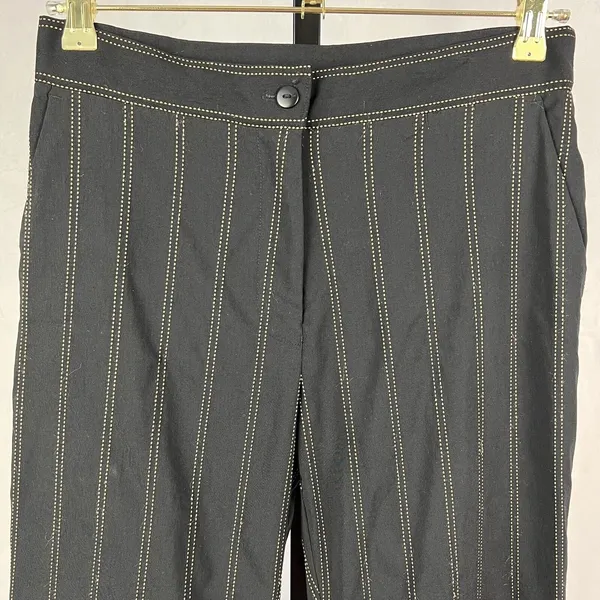 EP Pro Golf Pants Womens 4 Black Tan Pin Stripe Straight Leg High Rise Stretch - Image 3