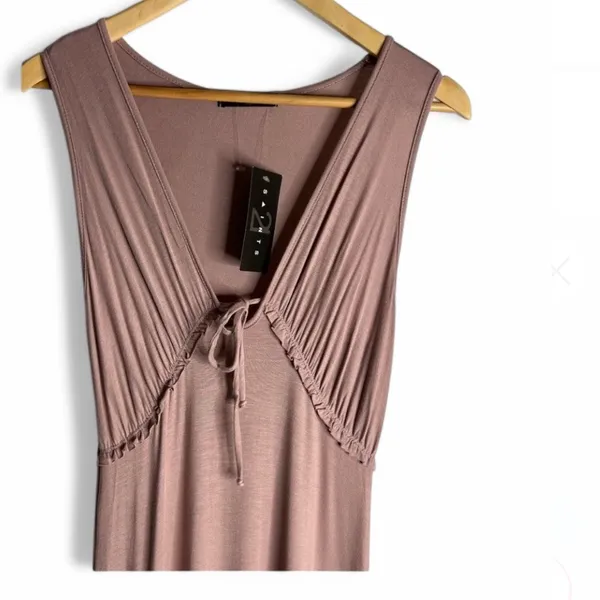 Saints 21 Sleeveless Pleated V-Neck Ruffle Trim Maxi Dress mauve Size S NWT - Image 4