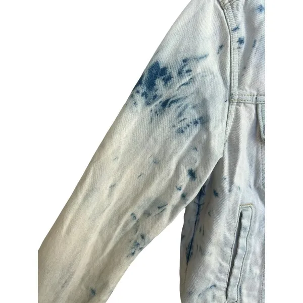 Free People Distressed Bleached Denim Trucker Jacket Womens Size Small‎ - Image 5