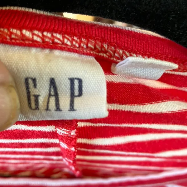 FINAL MARKDOWN GAP Vibrant Red and White Striped t shirt dress medium - Image 2
