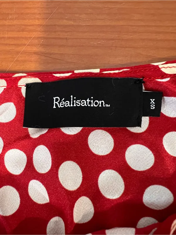 Realisation Par Simone Halter Strap Tie 100% Silk Polka Dot Maxi Dress Size XS - Image 6
