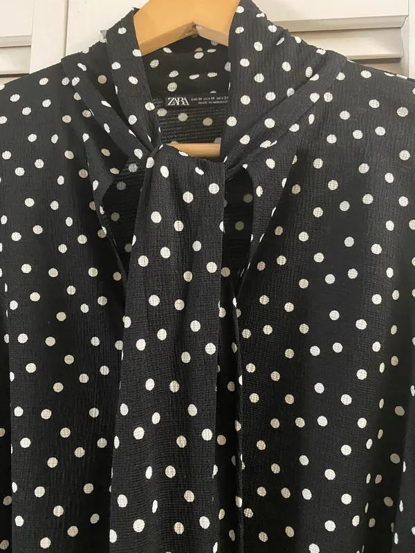 Zara Black and White Polka Dot Blouse  - Image 2