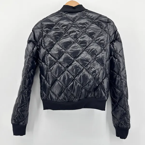 Alo Yoga Idol Bomber Workout Jacket‎ Black Down Filled Puffer Small EUC - Image 7