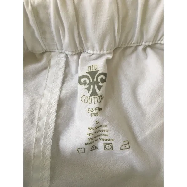 Med Couture Women's Scrub Pants Drawstring Nurse Medical Size Small White - Image 9
