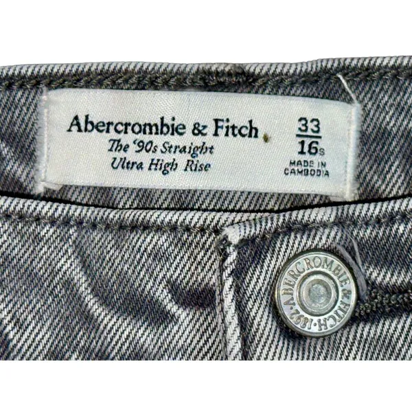 Abercrombie & Fitch The 90s Straight Ultra High Rise Gray Denim Jeans Size 33 16 - Image 3