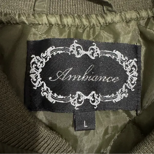 Ambiance Outerwear Woman Army Green Puffer Zip‎ Up Jacket Size Large Pocket - Image 9