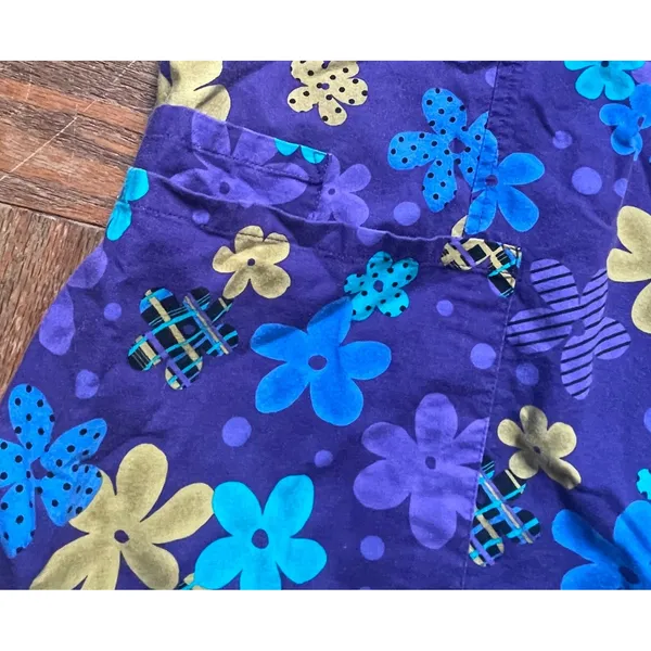 Purple Floral Scrub Top Women's XL - Image 7
