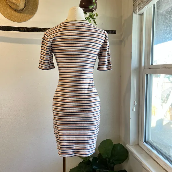 Abercrombie & Fitch Stretch Striped Button Detail Short Sleeve Dress Size XS NEW - Image 5