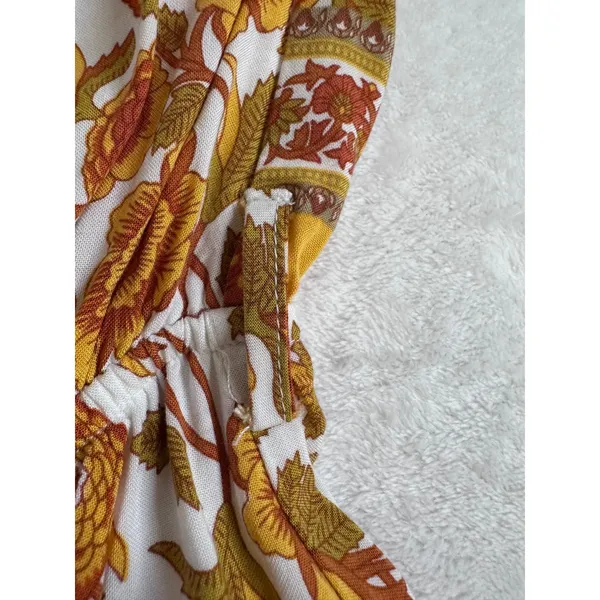 Indikah Floral Strapless Mini Dress Orange Yellow Boho S (tie missing) - Image 7