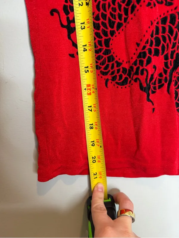 Divine USA Red Dragon Graphic Baby Tee Medium Y2K Asian Tattoo Indie Sleaze - Image 6