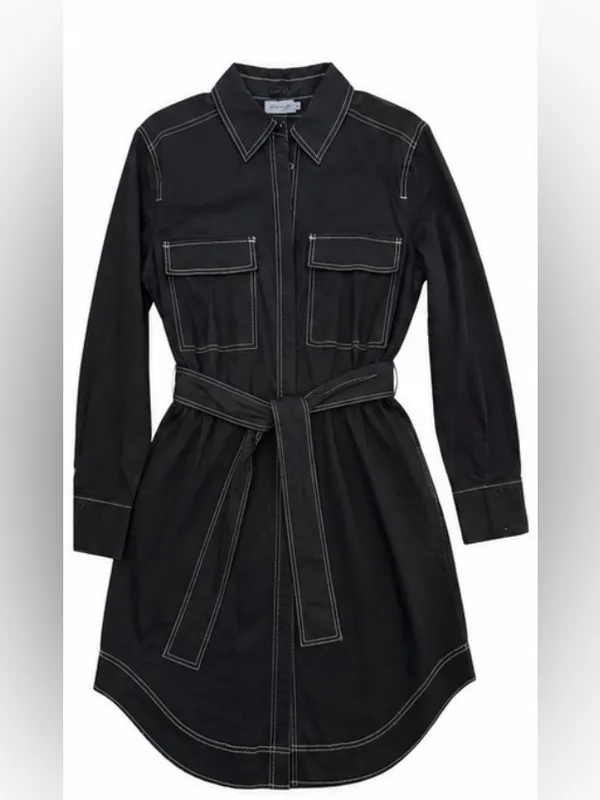 Petal + Pup Morph Contrast Stitch Mini Shirt Dress Black Size Large NWT - Image 4