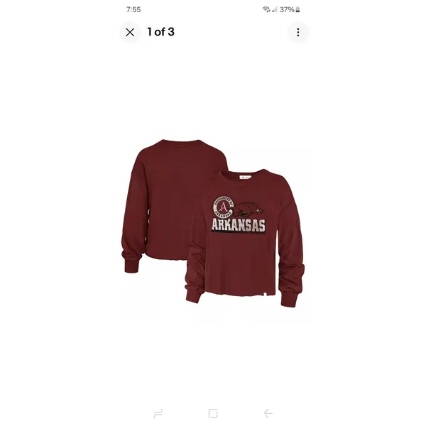 '47 Women's '47 Cardinal Arkansas Razorbacks Football‎ Long Sleeve Crop Sz MEDIUM - Image 15