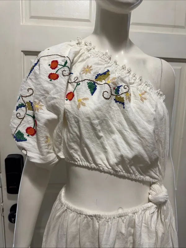 FARM RIO Pitanga Embroidery One Shoulder Cut Out Maxi Dress Size S- $325 MSRP - Image 5