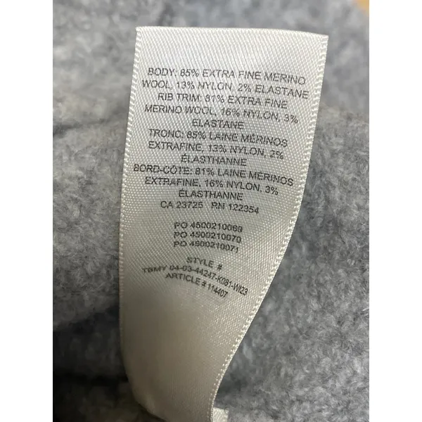 Aritzia Wilfred Dorothy Gray Wool V Neck Long Sleeve Cardigan Sweater Top Sz 2XS - Image 6