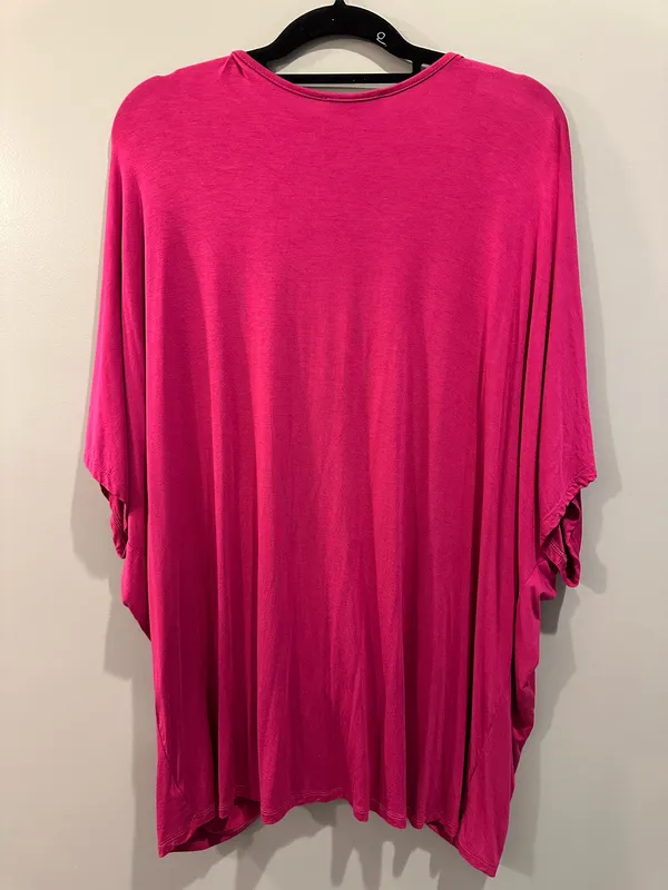 Umgee Knot Front Short Sleeve Drape Blouse - Image 2