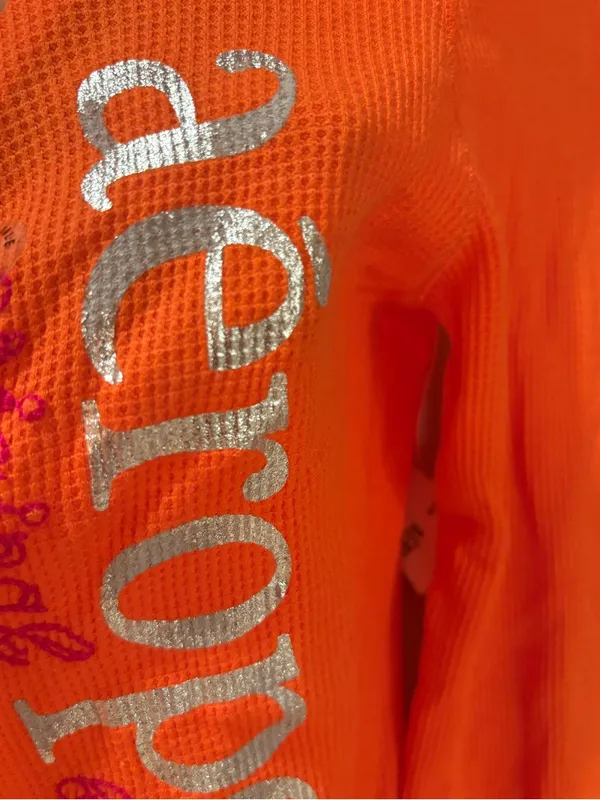 NWT Vintage Y2K Aeropostale Orange Waffle Knit Henley Thermal Top - Size M - Image 6