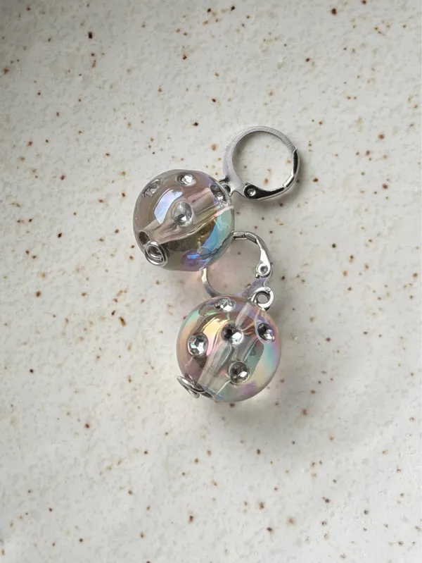 Handmade round beads y2k cute dangle earrings⭐️ - Image 3