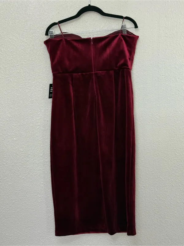 NWT Express Velvet Strapless Sweetheart Neckline Dress in Deep Burgundy Size L - Image 5