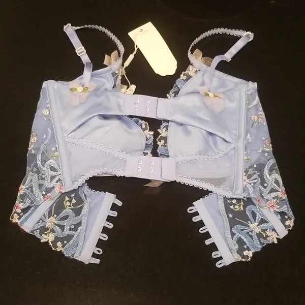 💕FOR LOVE AND LEMONS💕 Bell Bow Bustier Blue 32DD NWT *FLAW Tie String Missing - Image 11