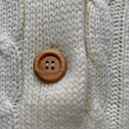 Cream Cable Knit Shawl Collar Cardigan Chunky Preppy Heritage Cozy Cabincore - Image 7