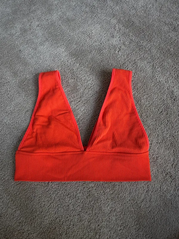 Garage Red Ribbed Bralette – Size M - Image 2