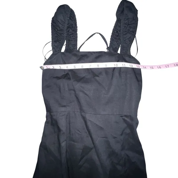 Zara Black Sleeveless Midi Dress Womens Size Small Linen Blend‎ Tie Back Goth - Image 8