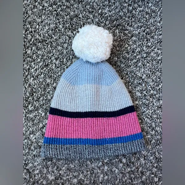 GAP Women's Striped Pom Pom Shimmery Winter Hat Beanie‎ One Size - Image 3