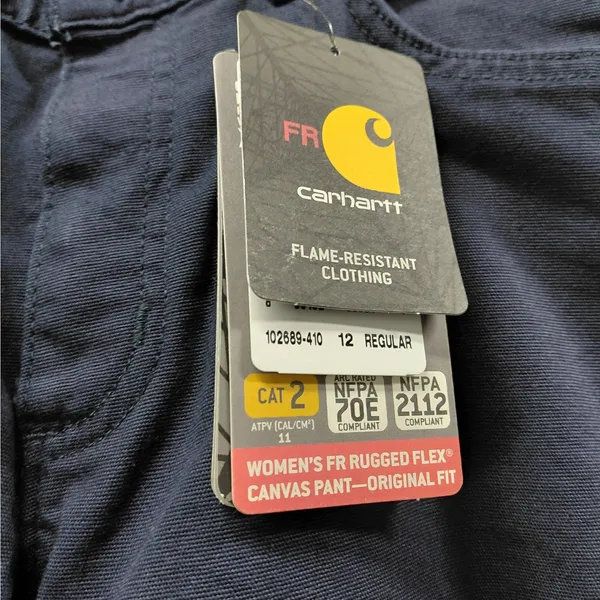 Carhartt Womens FR Rugged Flex Work Pants Size 12 Navy Flame Resistant Utility - Image 4