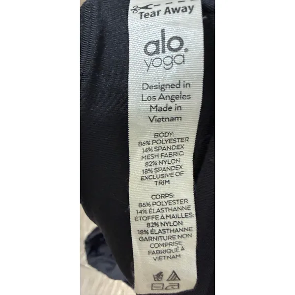 Alo Yoga Lavish Sports Bra Glossy Black Mesh Strappy Bralette Womens Size Small - Image 4