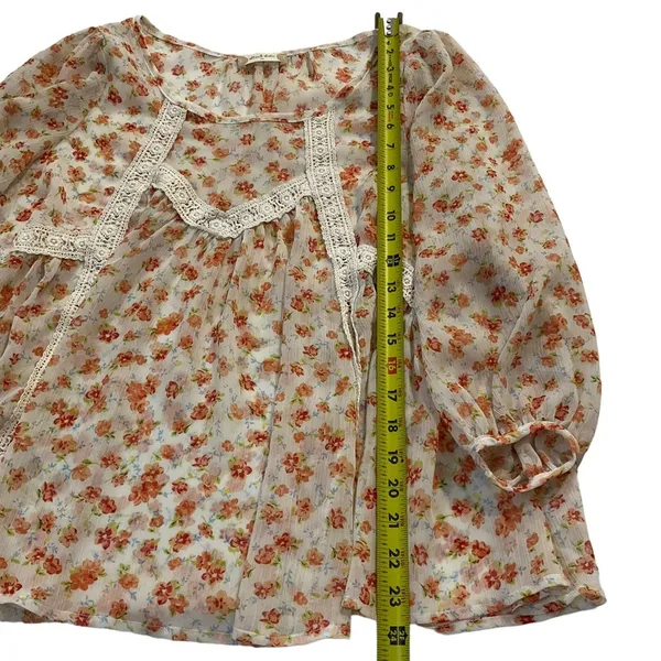 Altar'd State Women Size Medium Sheer Long Sleeve Floral Boho 15-167P - Image 7
