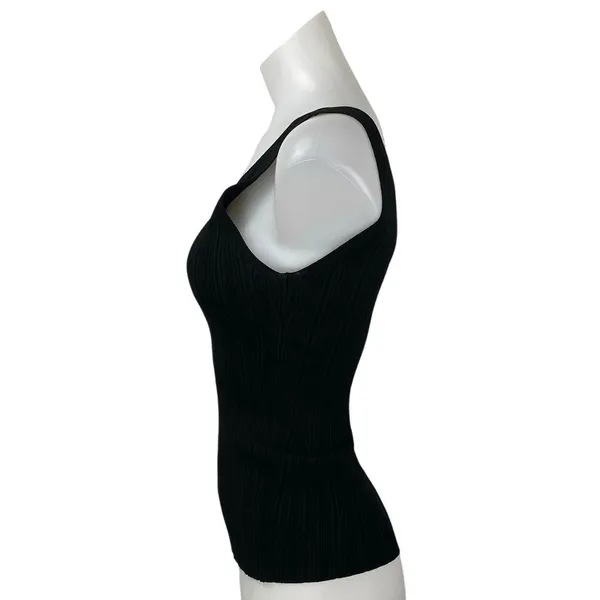 GAP Women's Black Sleeveless Ribbed Knit V-neck Slim Fit Crop Tank Top Size L - Image 2