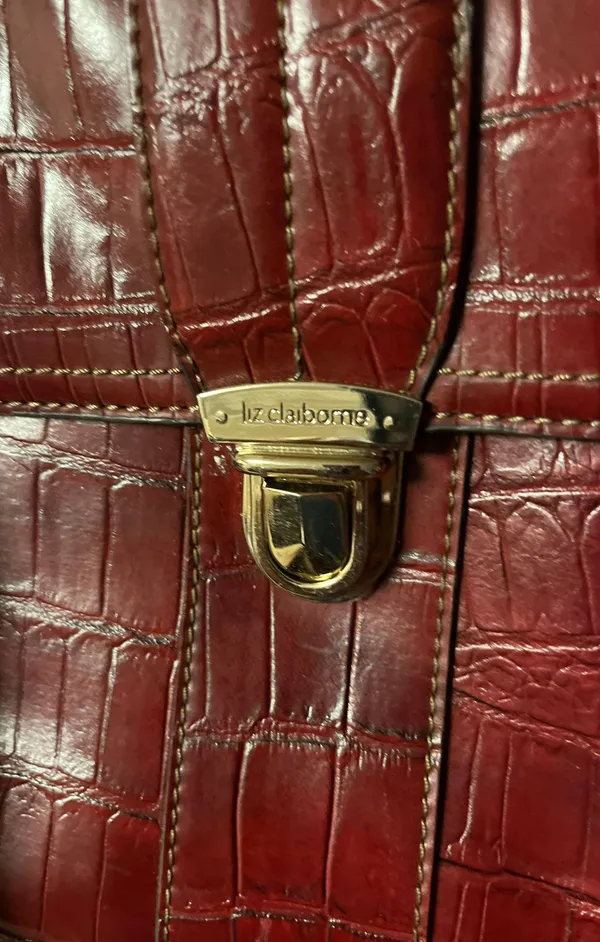 Liz Claiborne Vintage Handbag shoulder bag Crocodile red Faux Leather 80s - Image 4