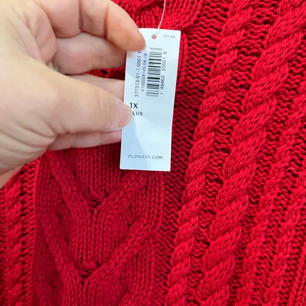 Old Navy Red Cable Knit‎ Sweater Plus Size 1X Long Sleeve Pullover NWT - Image 7